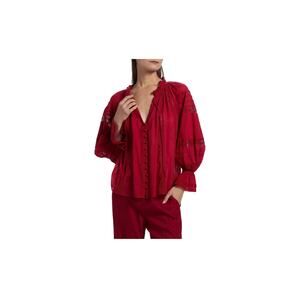 NWT $Alice + Olivia Josephine Red Embroidered Blouse | Boho Peasant Top | Size M